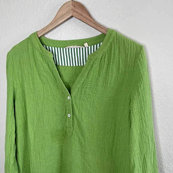Soft Surroundings XL Green Cotton Gauze Tunic Top - Picture 3 of 13